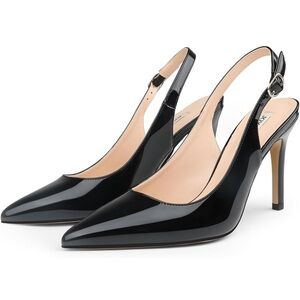 JOY IN LOVE Size 8.5 Black Slingback High Heels Stiletto Pointed Pumps